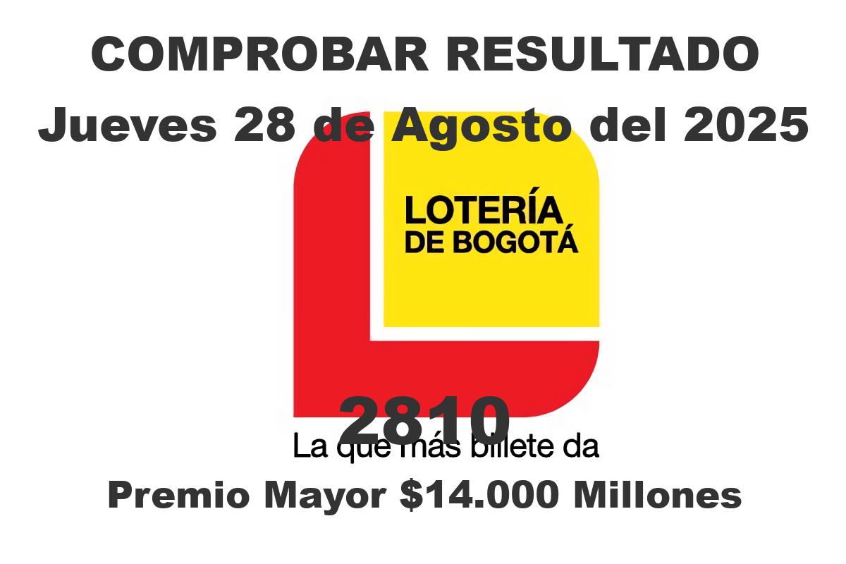 Lotería de Bogotá Jueves 28 de Agosto del 2025