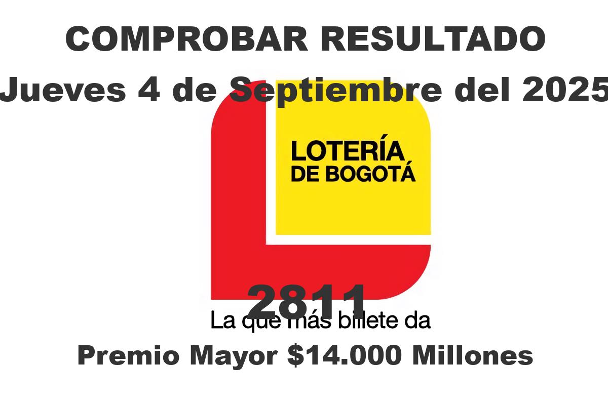 Lotería de Bogotá Jueves 4 de Septiembre del 2025 Lotería de Bogotá Jueves 4 de Septiembre del 2025