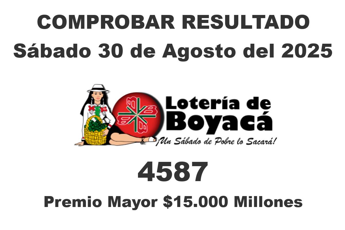 Loteria de Boyaca Sábado 30 de Agosto del 2025