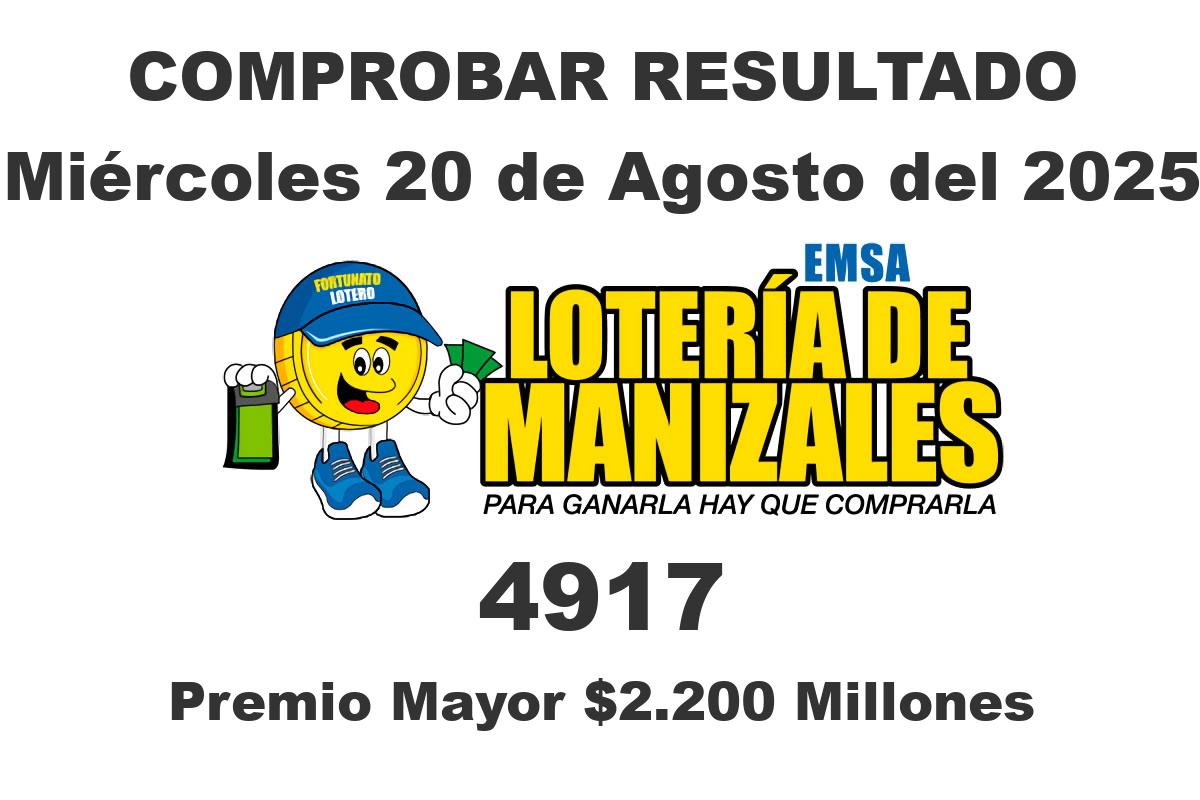 Lotería de Manizales Miércoles 20 de Agosto del 2025
