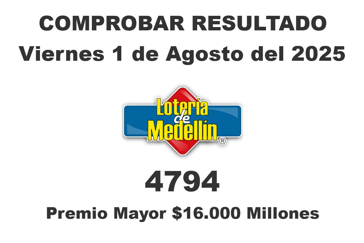 Lotería de Medellín Viernes 1 de Agosto del 2025