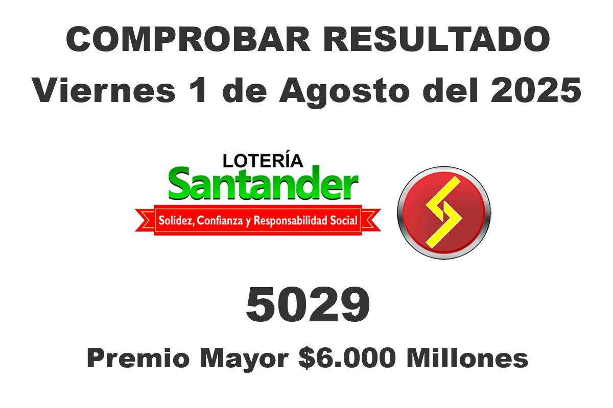 Lotería de Santander Viernes 1 de Agosto del 2025