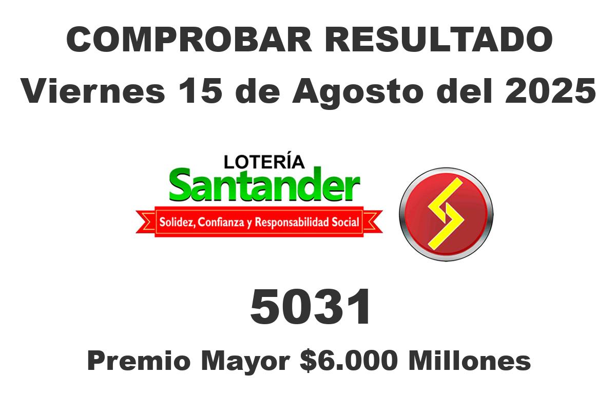Lotería de Santander Viernes 15 de Agosto del 2025 Lotería de Santander Viernes 15 de Agosto del 2025