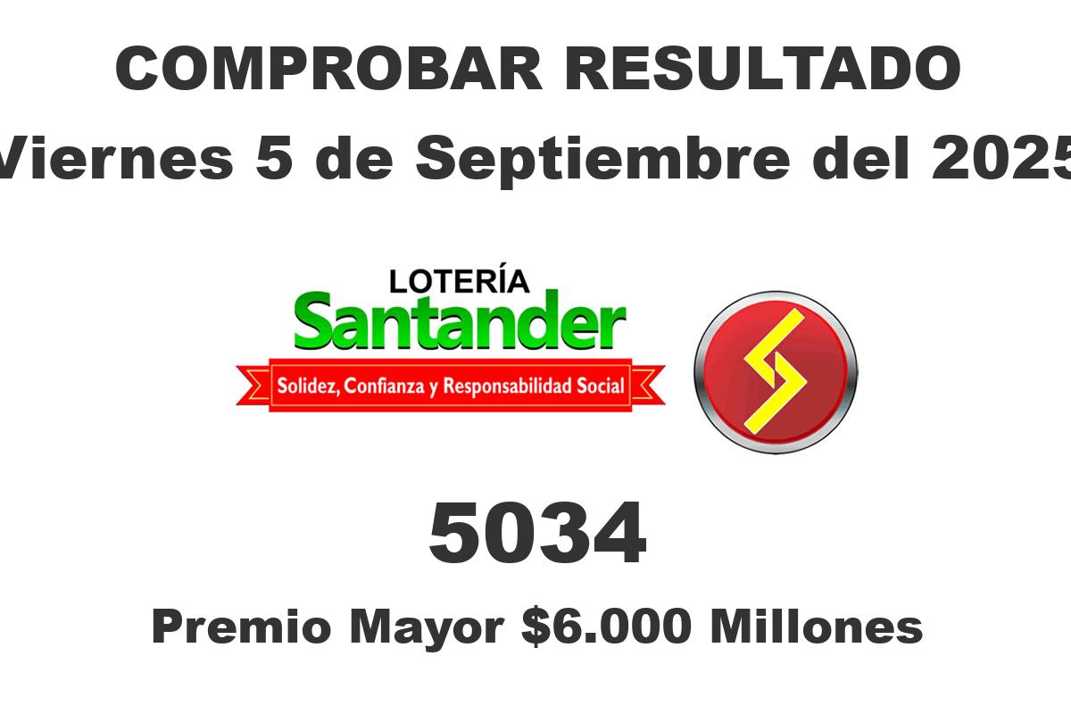 Lotería de Santander Viernes 5 de Septiembre del 2025 Lotería de Santander Viernes 5 de Septiembre del 2025