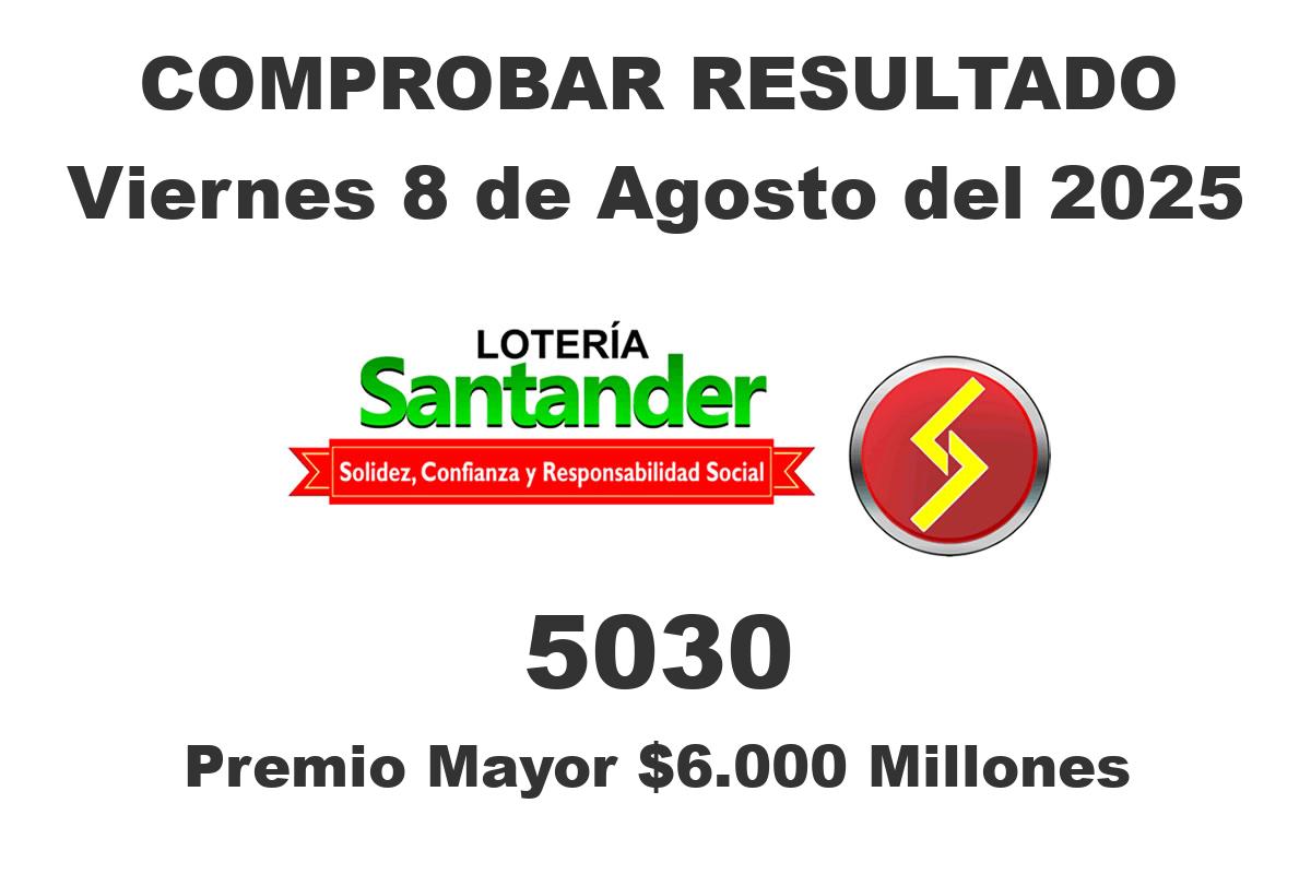 Lotería de Santander Viernes 8 de Agosto del 2025 Lotería de Santander Viernes 8 de Agosto del 2025