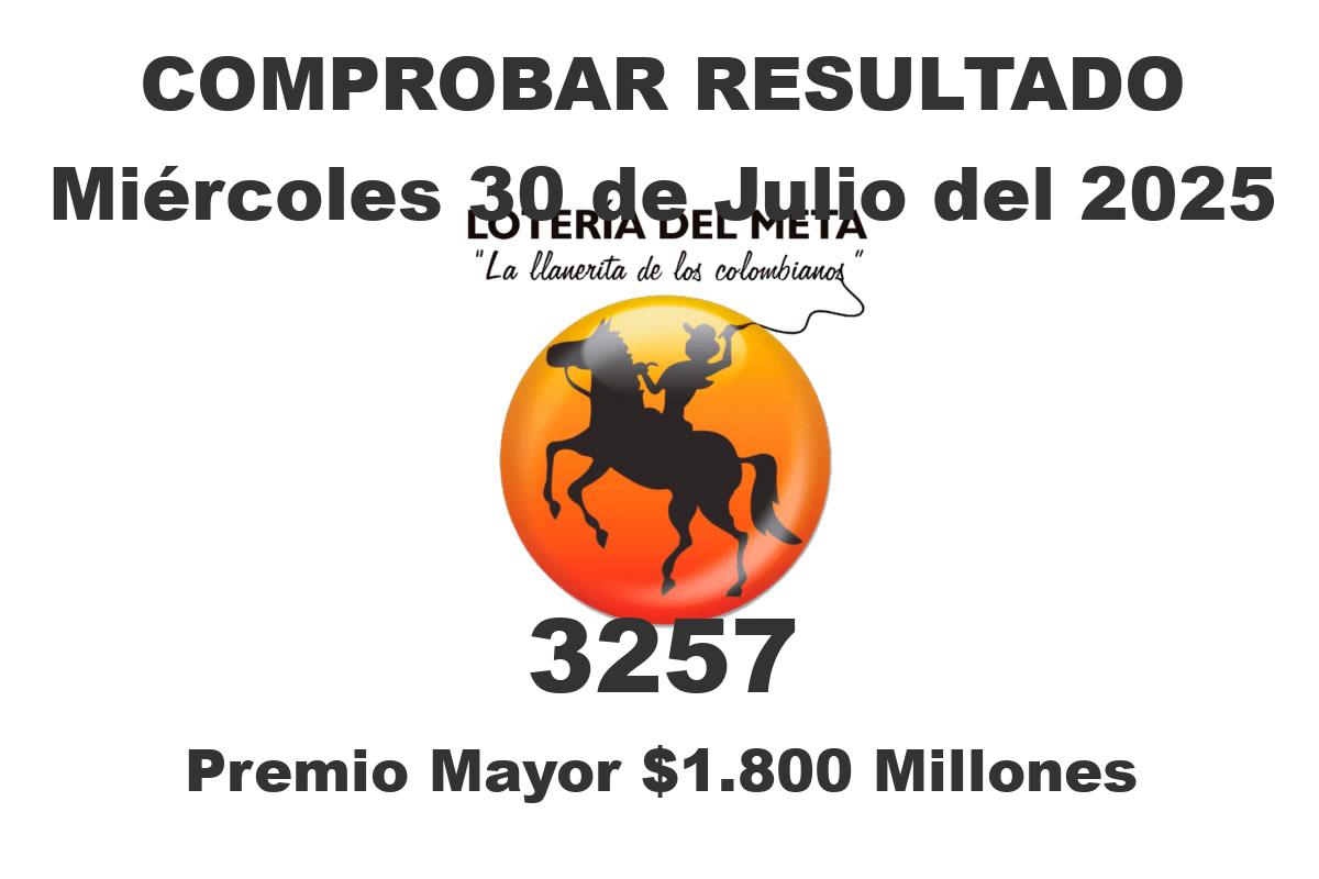 Lotería del Meta Miércoles 30 de Julio del 2025