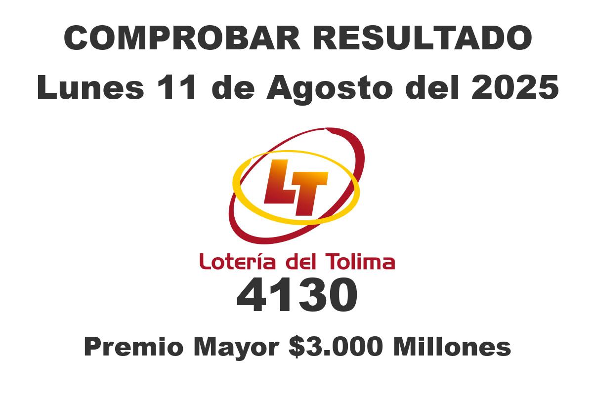 Lotería del Tolima Lunes 11 de Agosto del 2025