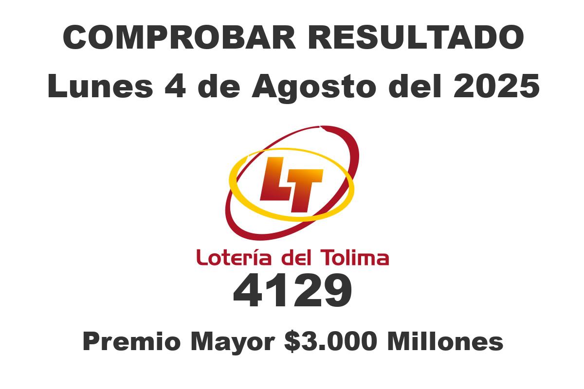 Lotería del Tolima Lunes 4 de Agosto del 2025